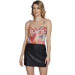 Valentines Day Hearts Romance Love Flowy Camisole Tie Up Top