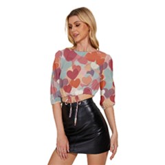 Mid Sleeve Drawstring Hem Top 