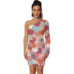 Valentines Day Hearts Romance Love Long Sleeve One Shoulder Mini Dress