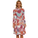 Valentines Day Hearts Romance Love Long Sleeve Shirt Collar A-Line Dress