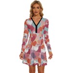 Valentines Day Hearts Romance Love Long Sleeve Deep V Mini Dress 