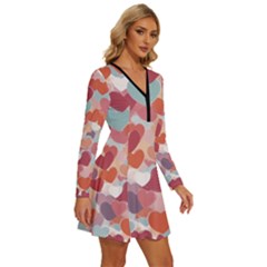 Long Sleeve Deep V Mini Dress  