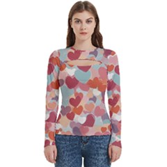 Valentines Day Hearts Romance Love Women s Cut Out Long Sleeve T