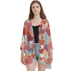 Open Front 3/4 Sleeve Batwing Chiffon Cardigan Kimono 