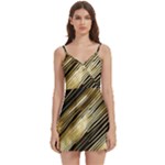 Gold Rush Body Wrap Sleeveless V-Neck Mini Dress