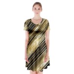 Gold Rush Short Sleeve V-neck Flare Dress