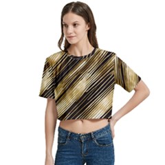 Women s Round Neck Short Sleeve Crop Top 