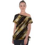 Gold Rush Off Shoulder Tie-Up T-Shirt