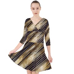 Quarter Sleeve Front Wrap Dress 