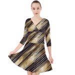 Gold Rush Quarter Sleeve Front Wrap Dress