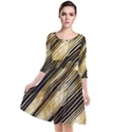 Gold Rush Quarter Sleeve Waist Band Dress