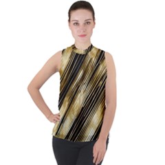 Mock Neck Chiffon Sleeveless Top 