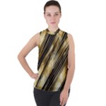 Gold Rush Mock Neck Chiffon Sleeveless Top