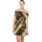 Gold Rush Off Shoulder Chiffon Dress