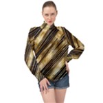 Gold Rush High Neck Long Sleeve Chiffon Top