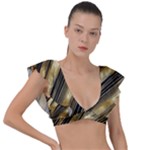 Gold Rush Plunge Frill Sleeve Bikini Top