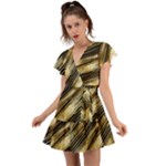 Gold Rush Flutter Sleeve Wrap Dress