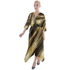 Quarter Sleeve Wrap Front Maxi Dress 