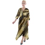 Gold Rush Quarter Sleeve Wrap Front Maxi Dress