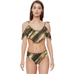 Gold Rush Ruffle Edge Tie Up Bikini Set	