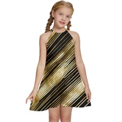 Kids  Halter Collar Waist Tie Chiffon Dress 