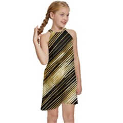 Kids  Halter Collar Waist Tie Chiffon Dress 