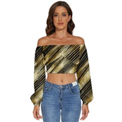 Long Sleeve Crinkled Weave Crop Top 