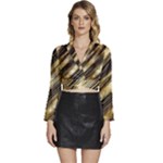 Gold Rush Long Sleeve Tie Back Satin Wrap Top