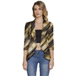 Gold Rush Women s 3/4 Sleeve Ruffle Edge Open Front Jacket