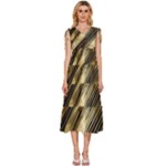 Gold Rush V-Neck Drawstring Shoulder Sleeveless Maxi Dress