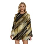 Gold Rush Round Neck Long Sleeve Bohemian Style Chiffon Mini Dress