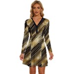 Gold Rush Long Sleeve Deep V Mini Dress 