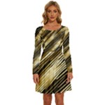 Gold Rush Long Sleeve Wide Neck Velvet Dress