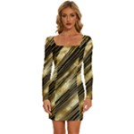 Gold Rush Long Sleeve Square Neck Bodycon Velvet Dress