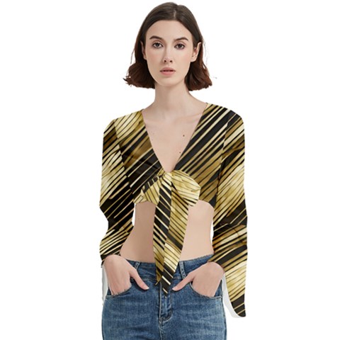 Gold Rush Trumpet Sleeve Cropped Top from ArtsNow.com