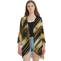 Open Front 3/4 Sleeve Batwing Chiffon Cardigan Kimono 