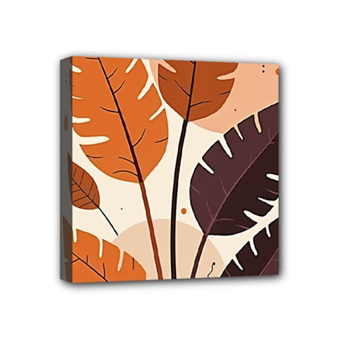 Leaves Boho Monster Nature Mini Canvas 4  x 4  (Stretched) from ArtsNow.com