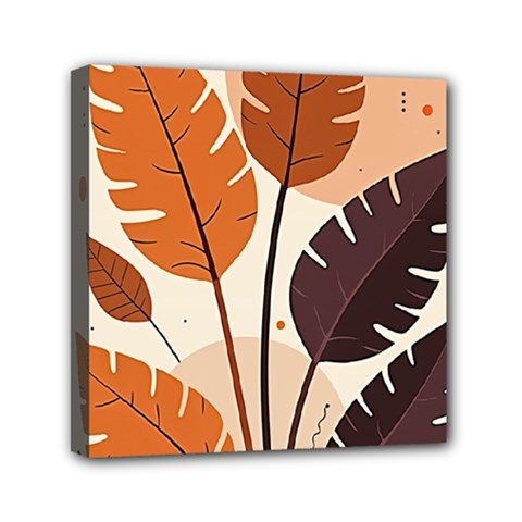 Leaves Boho Monster Nature Mini Canvas 6  x 6  (Stretched) from ArtsNow.com