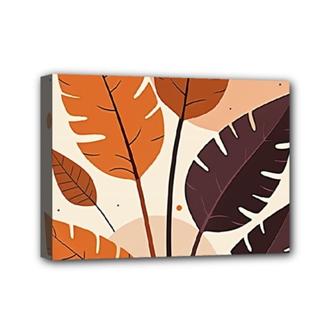 Leaves Boho Monster Nature Mini Canvas 7  x 5  (Stretched) from ArtsNow.com