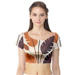 Leaves Boho Monster Nature Short Sleeve Crop Top