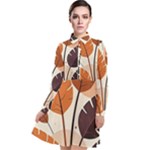 Leaves Boho Monster Nature Long Sleeve Chiffon Shirt Dress