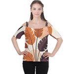 Leaves Boho Monster Nature Cutout Shoulder T-Shirt