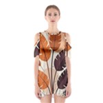 Leaves Boho Monster Nature Shoulder Cutout One Piece Dress