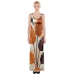 Leaves Boho Monster Nature Thigh Split Maxi Dress