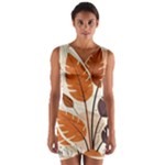 Leaves Boho Monster Nature Wrap Front Bodycon Dress