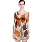 Leaves Boho Monster Nature Long Sleeve Velvet Bodycon Dress