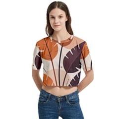 Women s Round Neck Short Sleeve Crop Top 