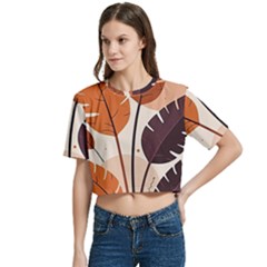 Women s Round Neck Short Sleeve Crop Top 