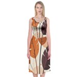 Leaves Boho Monster Nature Midi Sleeveless Dress