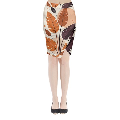 Leaves Boho Monster Nature Midi Wrap Pencil Skirt from ArtsNow.com